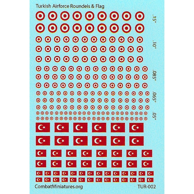 Turkish Roundel & Flags Water Slide Decal