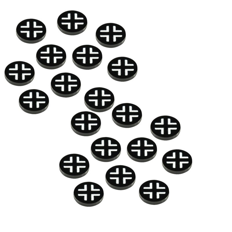 20pc WWII Faction Tokens, German National Cross Upgrade in Black