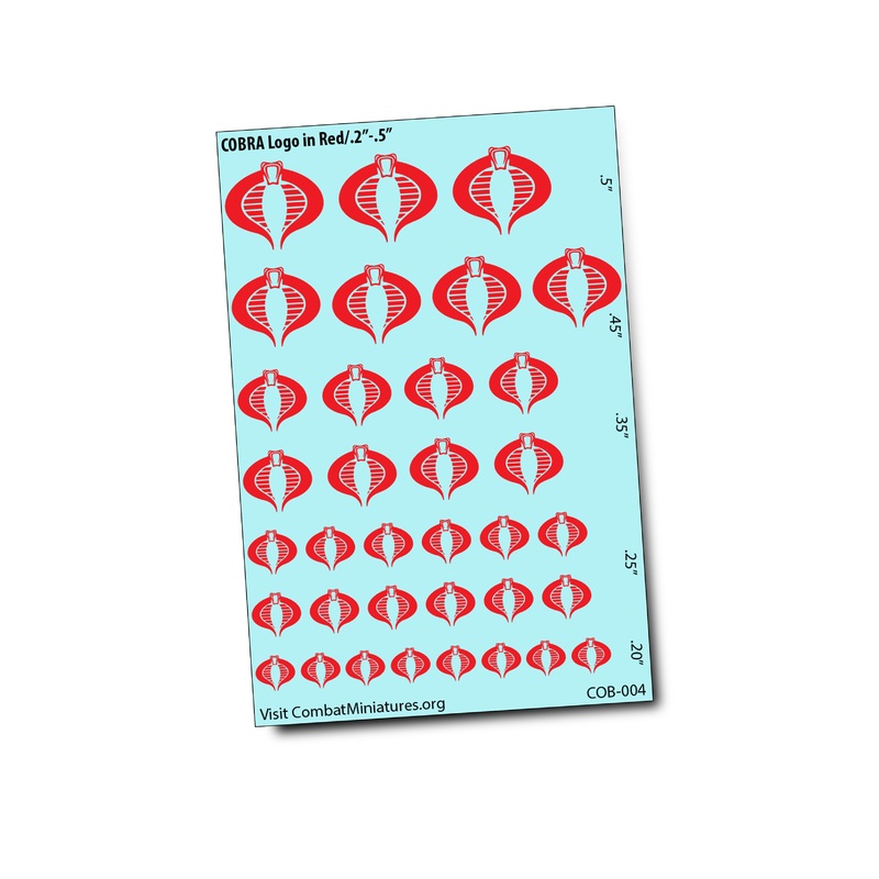 Cobra Command Silhouette in Red Water Slide Decals, .2w – .5w