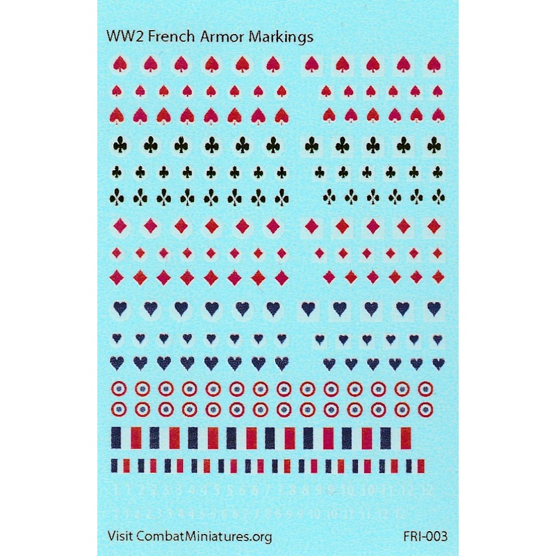 WW2 French Armor Water Slide Decals