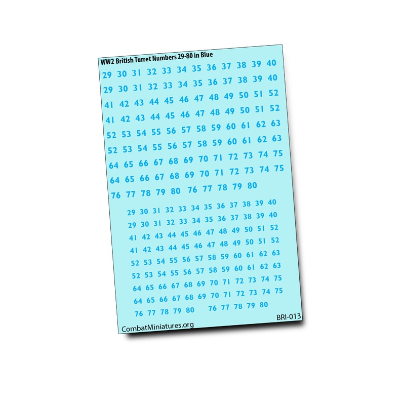 1/300-1/600 British Turret Numbers 29-81 in Blue
