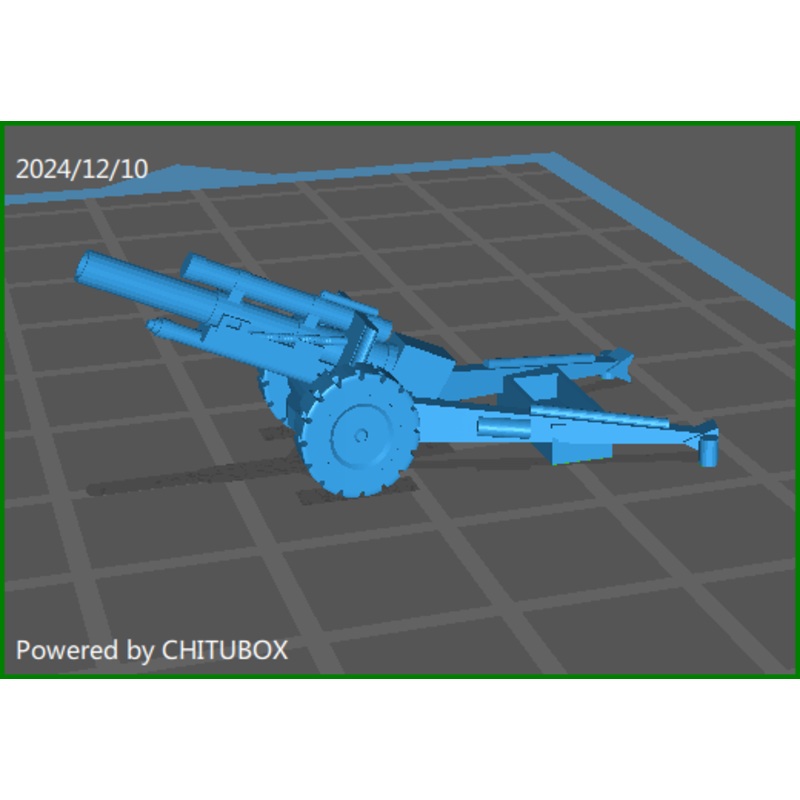3D Printed US 105mm Howitzer in Firing Position (x10)