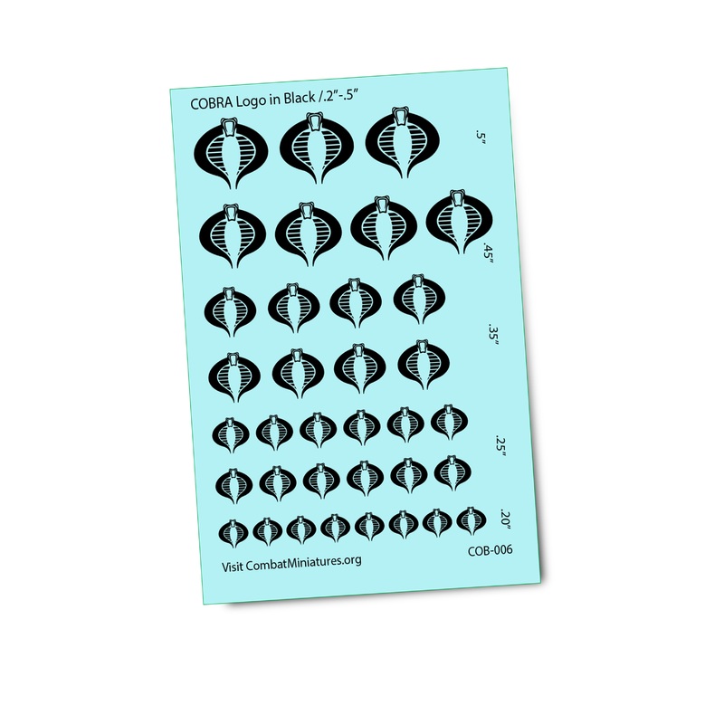 Cobra Command Silhouette in Black Water Slide Decals, .2w – .5w