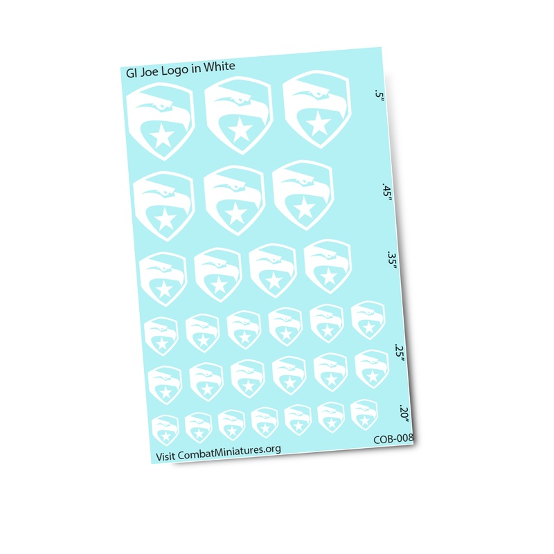 GI Joe Silhouette Logo in White Water Slide Decals, .2-.5