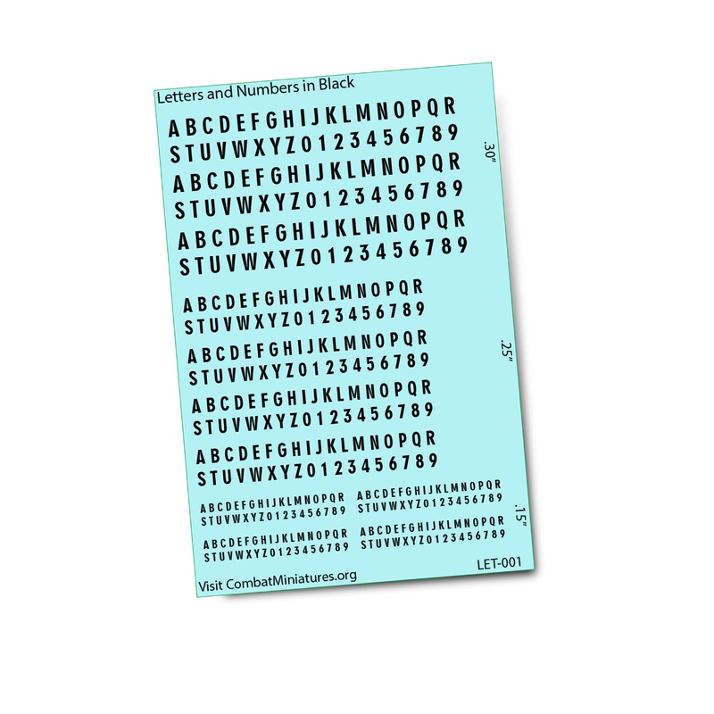 Letters & Numbers in Black Waterslide Decals