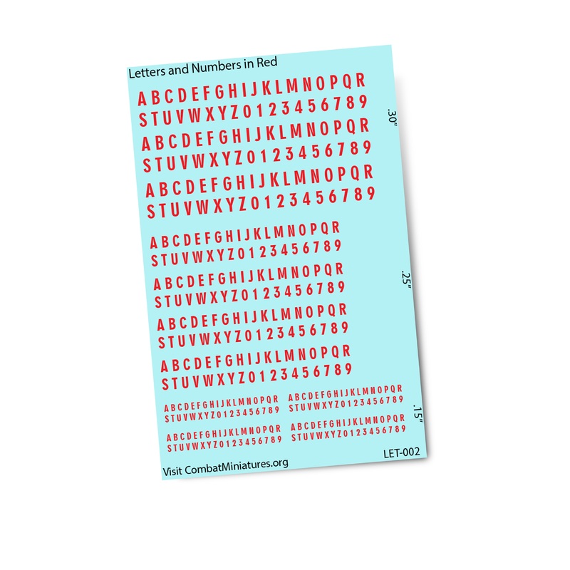 Letters & Numbers in Red Waterslide Decals