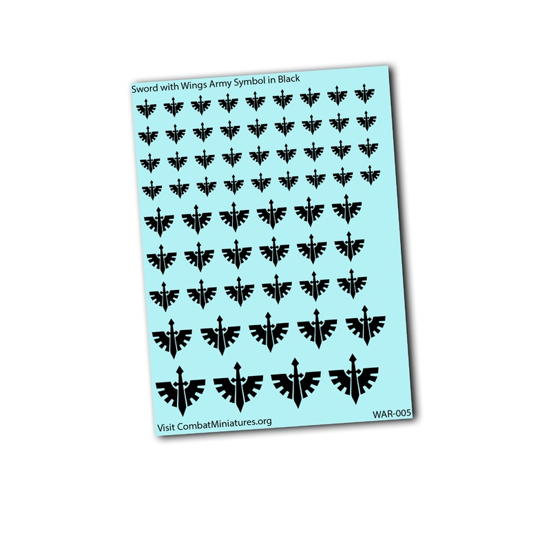 Sword with Wings Army Symbol in Black Waterslide Decal