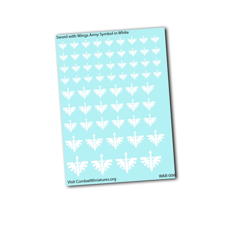 Sword with Wings Army Symbol in White Waterslide Decal (Copy)