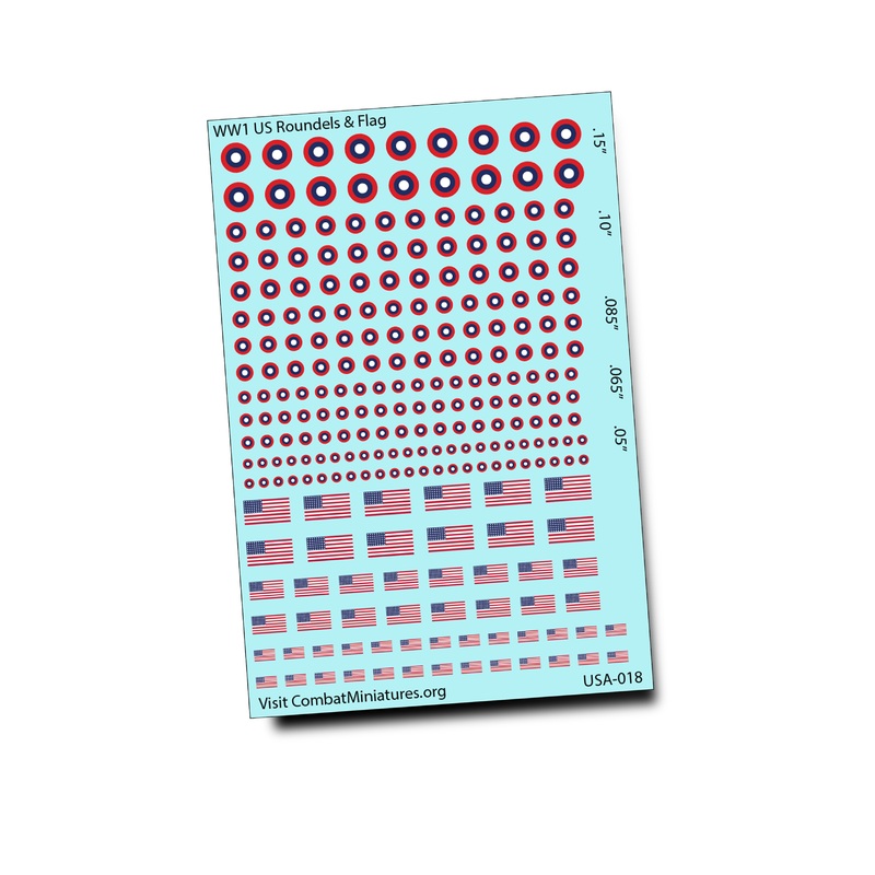 WW1 US Roundel &  Flag Water Slide Decals